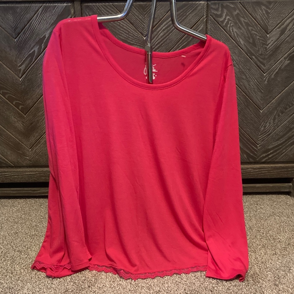 Just My Size Vibrant Red Long Sleeve Tee